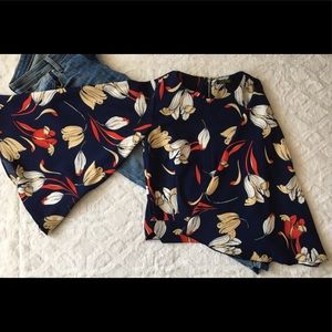 Floral Flared Blouse NWOT